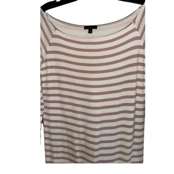 ATM Modal Rib Long Sleeve Striped Cream Mauve Dress Size Large - Picture 5 of 6